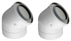 Коаксиальный угол 45 градусов (2 шт.) 60/100 Bosch (AZ 394)